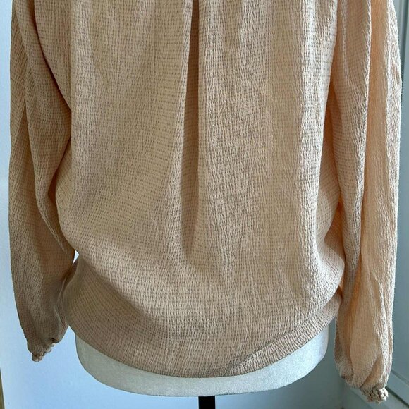 Sézane Paris Rose-Beige Crinkled Gaufré Wrap Blouse with Soft Lustre – EU 38 - Picture 5 of 9